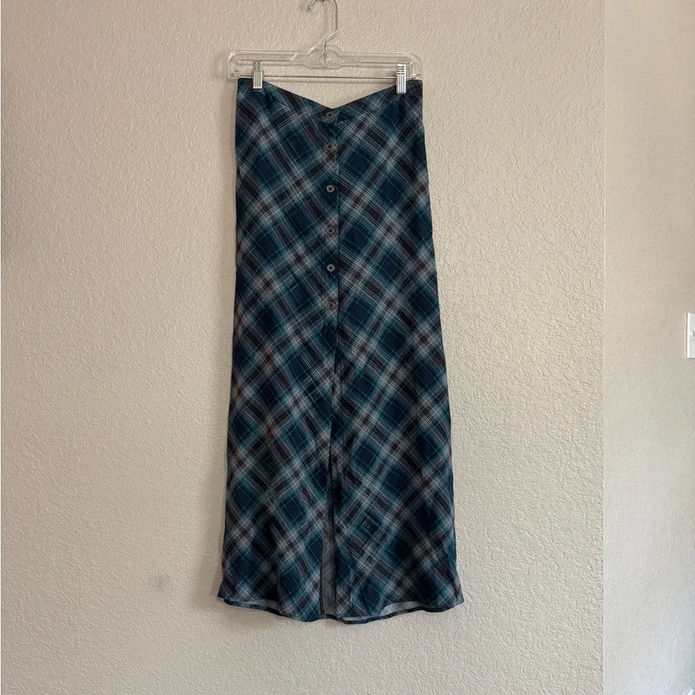 Like New wild fable Blue Plaid Button-Front Maxi Skirt - Picture 2 of 5